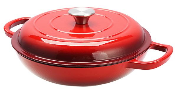 RED Cast Iron Shallow Round Casserole Dish 27cm / 3.5Ltr | Wholesale ...