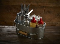 Oval Galvanised Table Caddy used for condiments