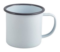 WHITE Enamel Mug with Grey Rim