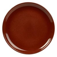 Rustic Stoneware Round Coupe Plate in RED