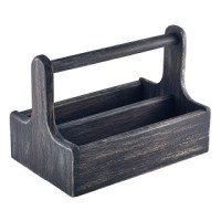 Black Wash Wooden Table Caddy