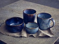 Aqua Blue Terra Porcelain Chip Cup