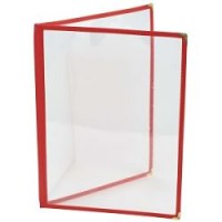 A4 RED American Style Menu Holder 4 Page Facing