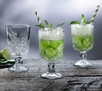 Timeless Vintage Goblet Glasses with cocktails