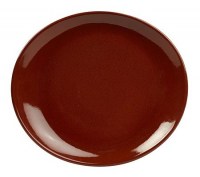 Rustic Stoneware Oval Plate in RED