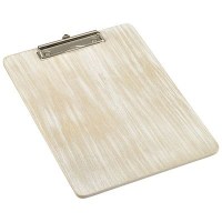A4 White Wash Wooden Menu Clipboard