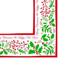 2ply Christmas Paper Napkin Jolly Holly 16 inch / 40cm