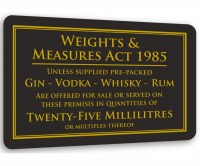 Weights & Measure Sign for Spirits 25ml & 50ml