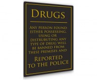 Drugs Warning Sign For Pubs and Bars