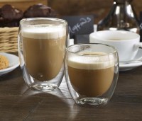 25cl & 35cl Double Wall Coffee Glass with coffee