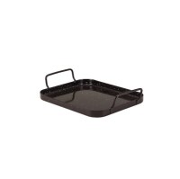 Black Enamel Serving Tray with White Rim