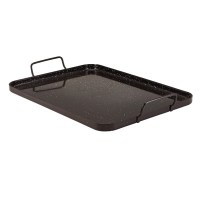 Black Enamel Serving Tray with White Rim