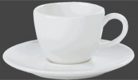 Economy White Porcelain Bowl Shaped Espresso Cup & Saucer