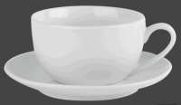Economy White Porcelain Bowl Shaped Cup & Saucer
