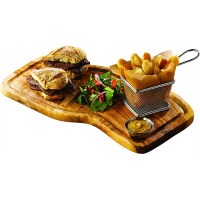 Olive Wood Serving Board with food displayed