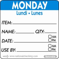 MONDAY Removable Day Label