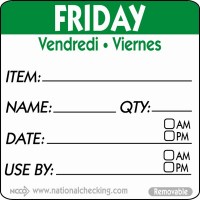 FRIDAY Removable Day Label