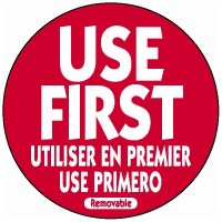 Removable 'USE FIRST' Red Label