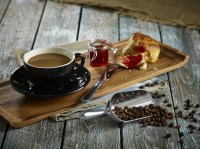 Acacia Wood Serving Tray with Coffee, Jam & Scone